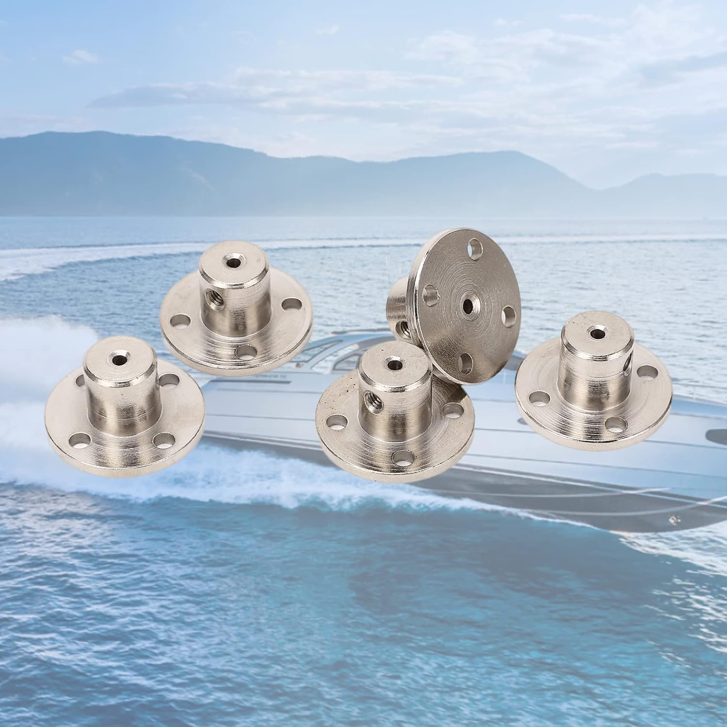 5 Pack 2Mm Flange Coupling Connector, Rigid Guide Steel Model Coupler Accessory, Shaft Axis Fittings for DIY RC Model Motors, Hardware, High Hardness Coupling Connector, Silver image number 3