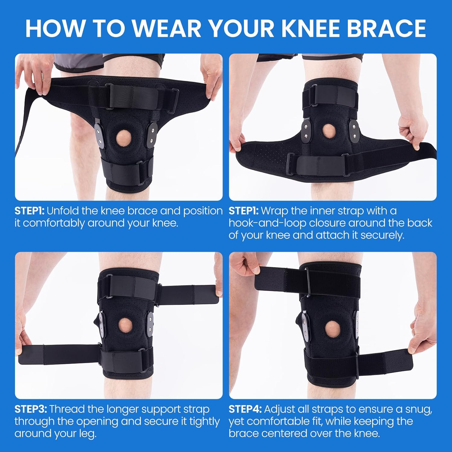 Hinged Knee Brace for Women & Men with Removable Dual Hinges & Patella Gel Pad &ndash; Adjustable Compression Knee Support Brace for Meniscus, ACL & MCL Injuries, Improves Stability & Mobility image number 6