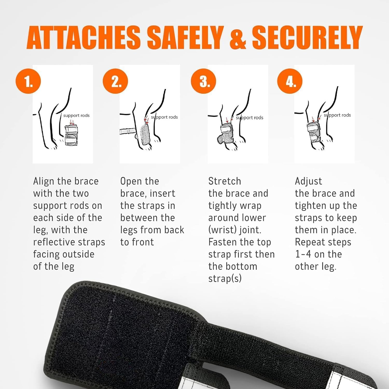 Dog Leg Brace One Pair Heals Hock Joint Wrap Sleeve for Front Legs (Black, M) image number 2