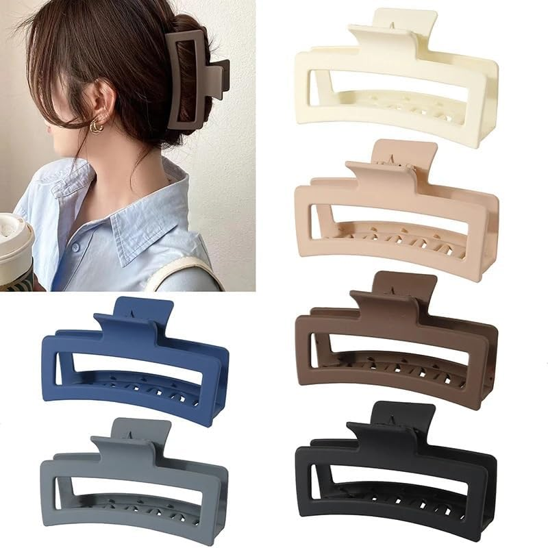 Hair Claw Clips Fashionable and Practical 10.5Cm Solid Color Square PS Material Matte Ladies Hairpin Headdress Shark Clip Hairpin image number 4