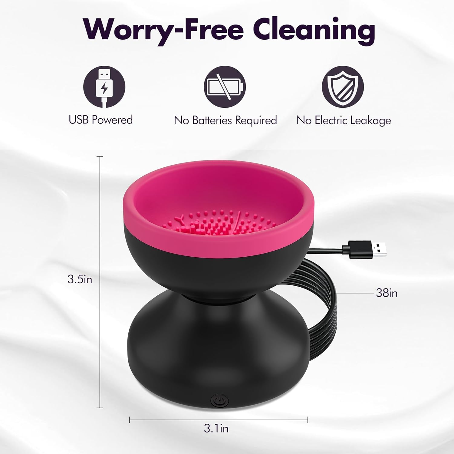 Makeup Brush Cleaner Machine, Efficient Electric Makeup Brush Cleaner, Automatic Spinning Make up Brush Cleaner Fit for All Size Cosmetic Brush image number 3