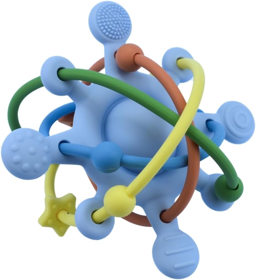 Koala Dream - CA3019A Silicone Sensory Space Rattle TEETHER Blue: Clutch Sensory Teether for Babies