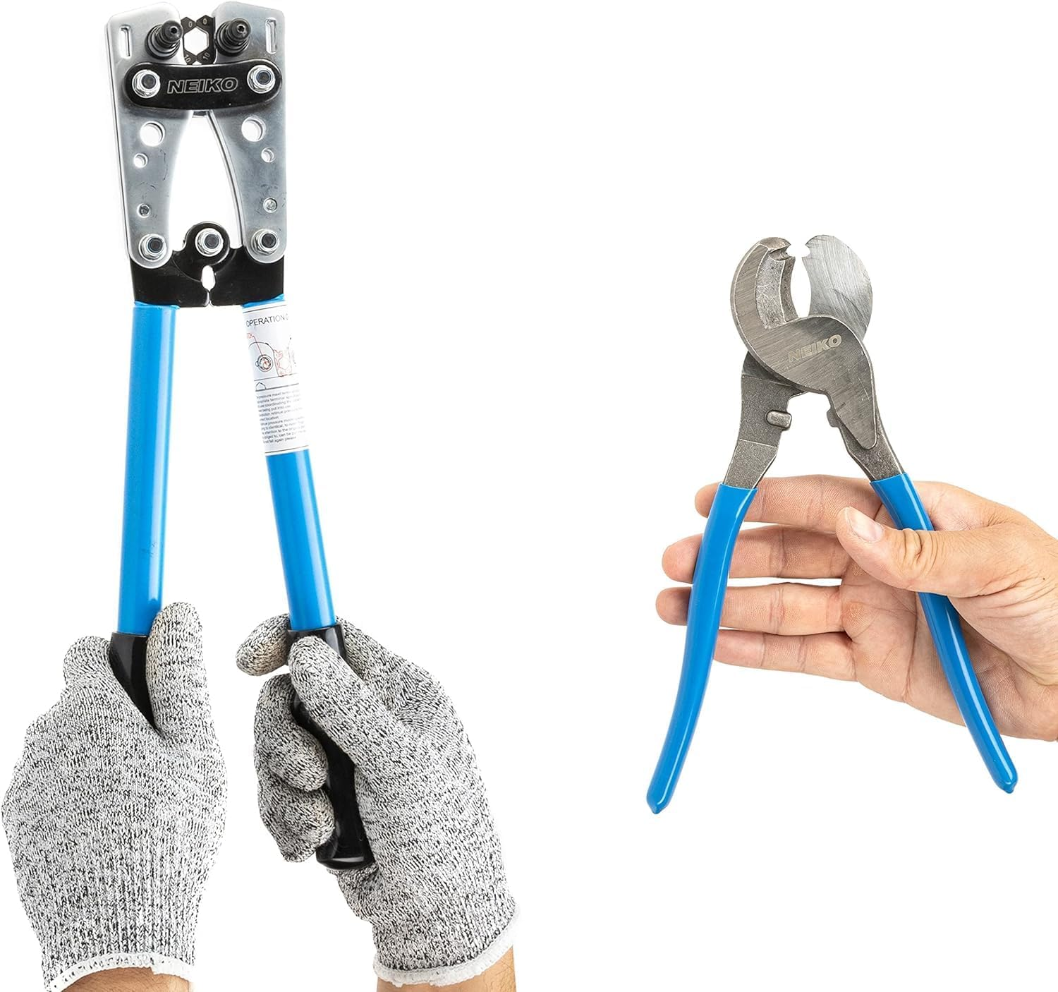 NEIKO 02039A Lug Crimping Plier and Cable Cutter Set, Battery Cable Crimping Tool, 8-0 AWG, 6Mm - 50Mm, Electrician Wire Crimper Tool image number 5