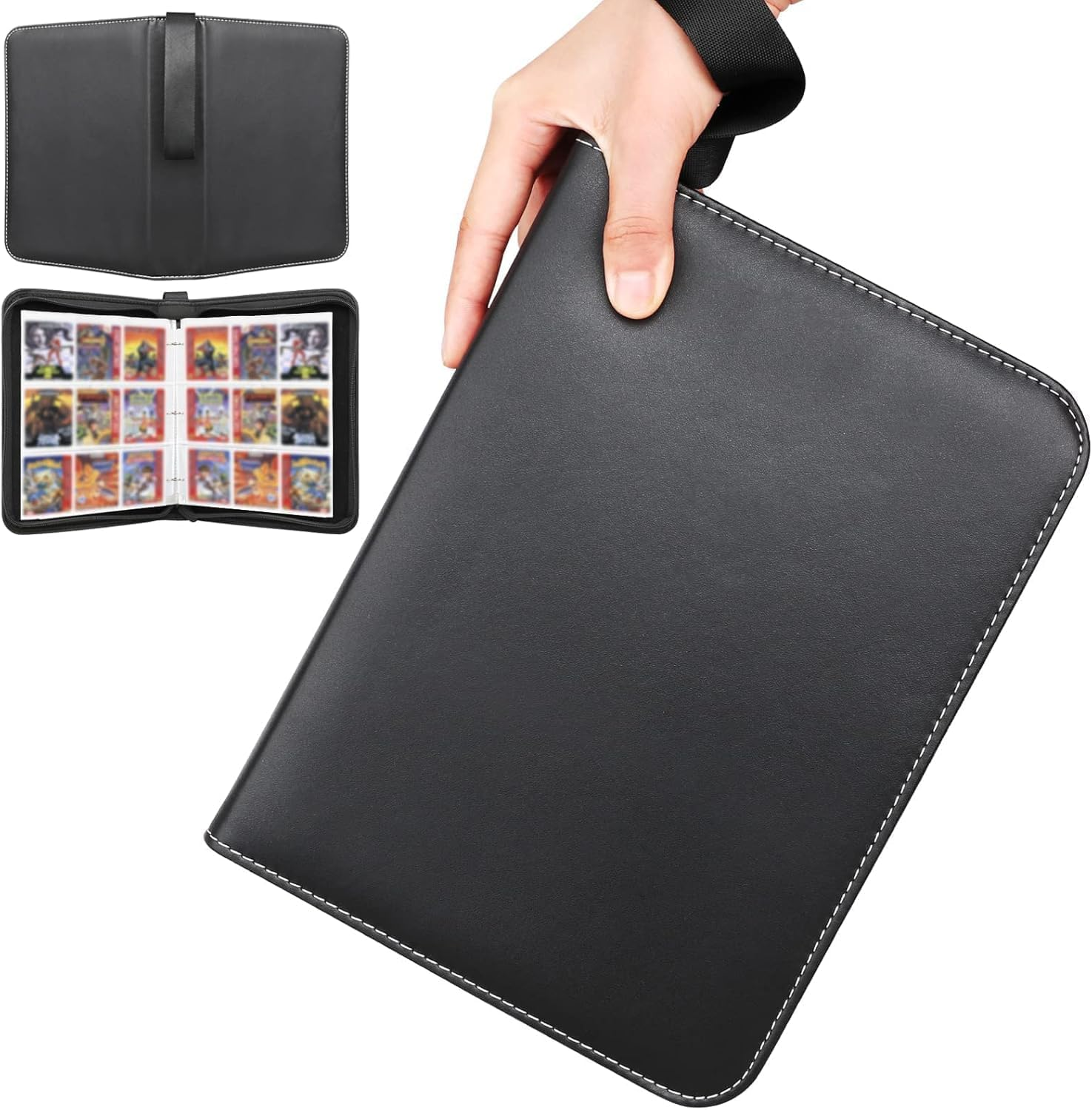 1440 Pockets Trading Card Binder, 9 Pocket Top Loader Playing Card Holder Trading Card Album with 80 Removable Card Sleeves, Trading Card Storage for TCG Pokemon Yoto Soccer Cards Folder