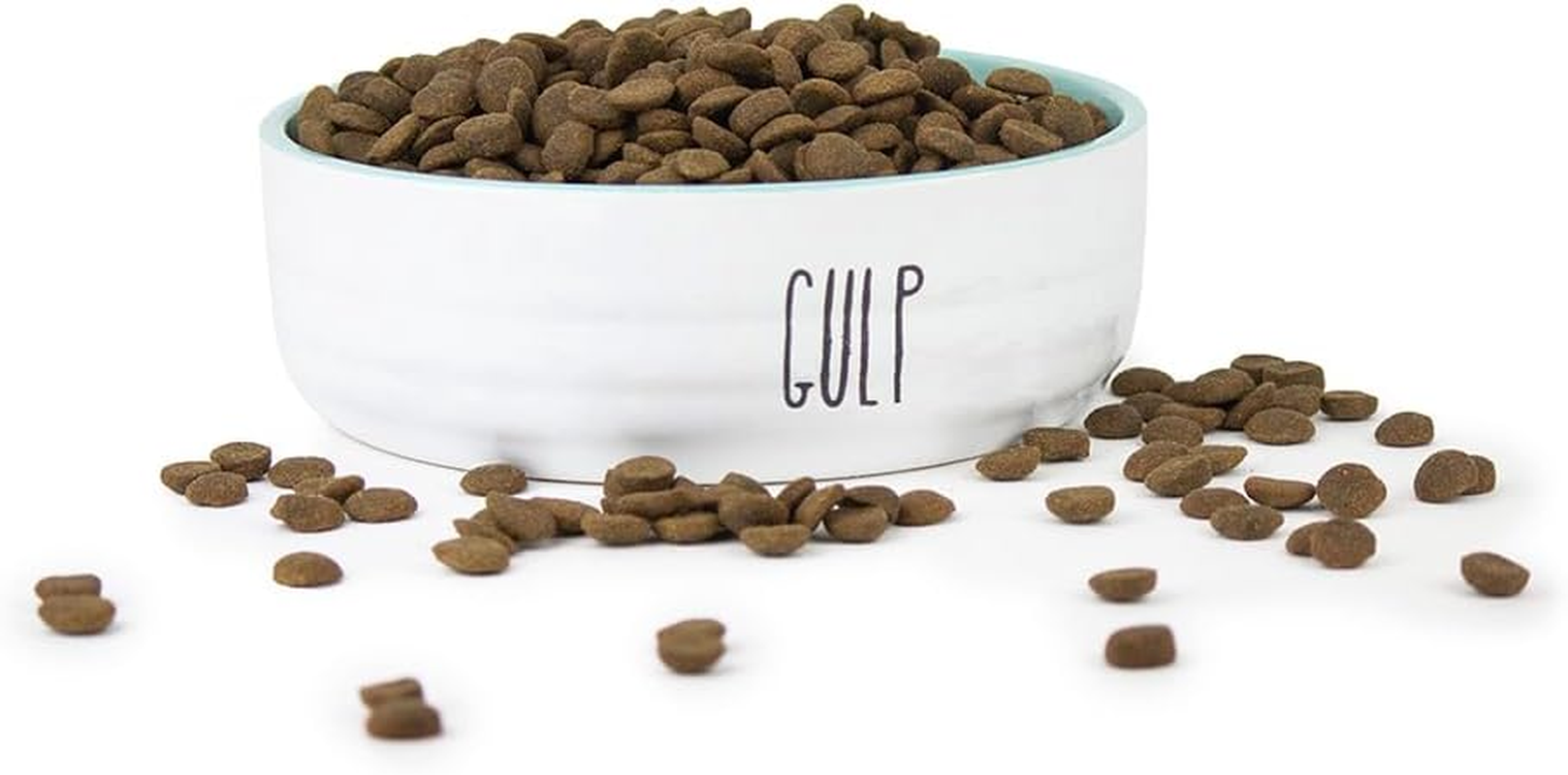 Barkley & Bella Dog Bowl Ceramic Gulp Large, White&Blue - Dog Bowl, Handcrafted, Durable, Dishwasher-Safe, Heavyweight Stability