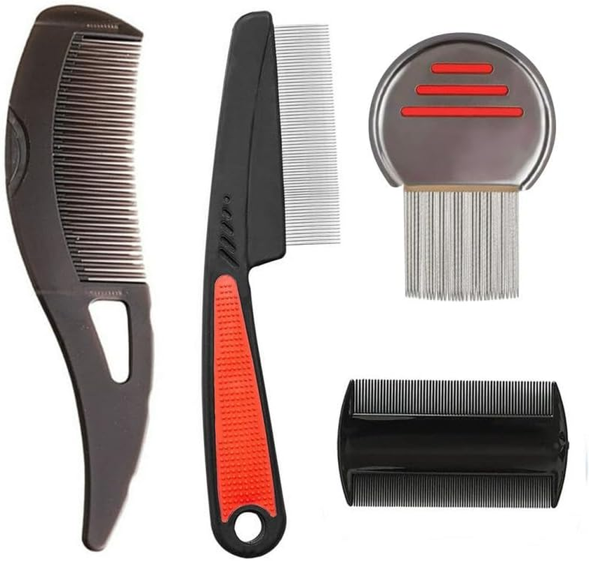 TELAIN 4 Pieces Scalp Care Combs Hollow Teeth for Dandruff Removal & Massage Brushes for a Healthy Scalp, Removal of Dirt and Dandruff, Brown, Red, Black & Blue (Set of 4) image number 2