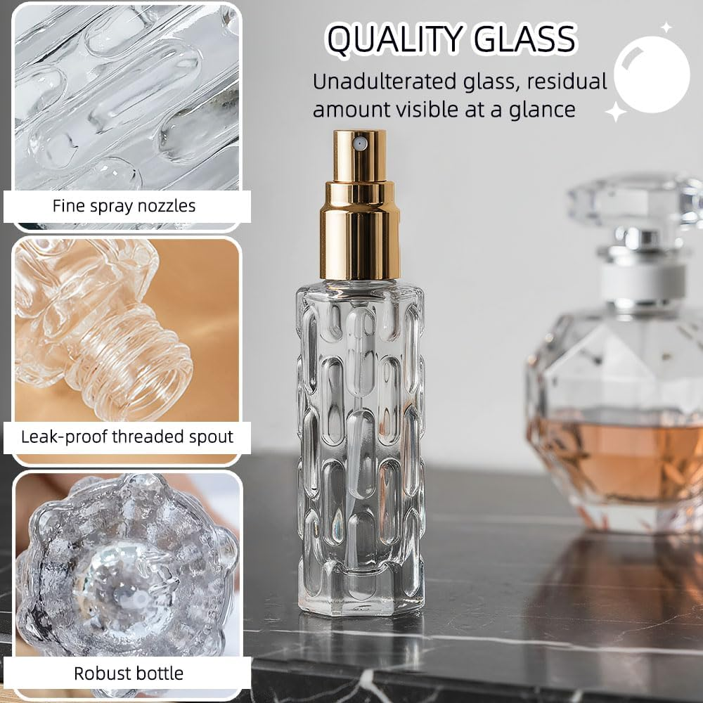 Aieino 5PCS 10Ml Travel Perfume Atomiser Refillable - Portable Perfume Bottle Mini Aftershave Atomisers Spray Bottles Non Leakable with Funnel Dispenser for Women, Pocket Handbag(Lines, Multicolour) - Blue image number 3