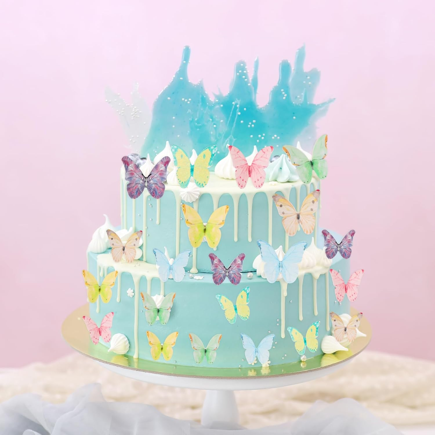 40Pcs Edible Butterfly Cupcake Toppers Wafer Paper Butterfly Cake Toppers Colorful Vivid Butterfly Cake Decorations for Wedding Anniversary Baby Shower Birthday Party Decorating image number 4