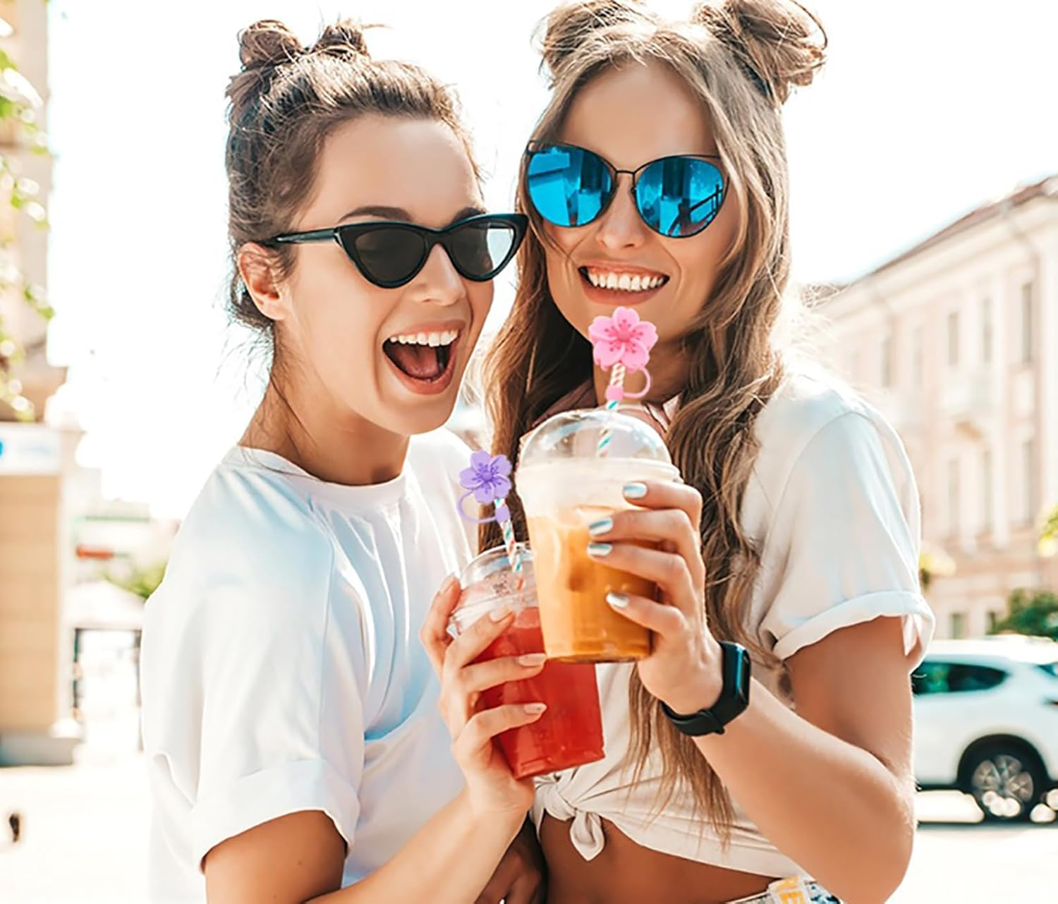 8Pcs Straw Cover Cap for Stanley Cup, Silicone Straw Topper Compatible with 10Mm Stanley 30&40 Oz Stanley Tumbler(Begonia 8Pc