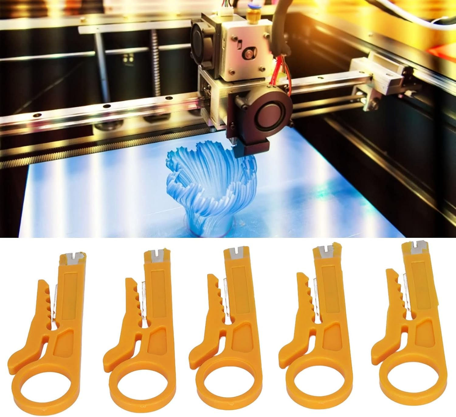 Fafeicy 5Pcs Wire Stripper Set, Mini Cable Stripping Tool for CAT5 Cat5E CAT6 Network Wires Crimping Tool for 3D Printer PTFE Tubes Portable Multi Function Kit image number 5