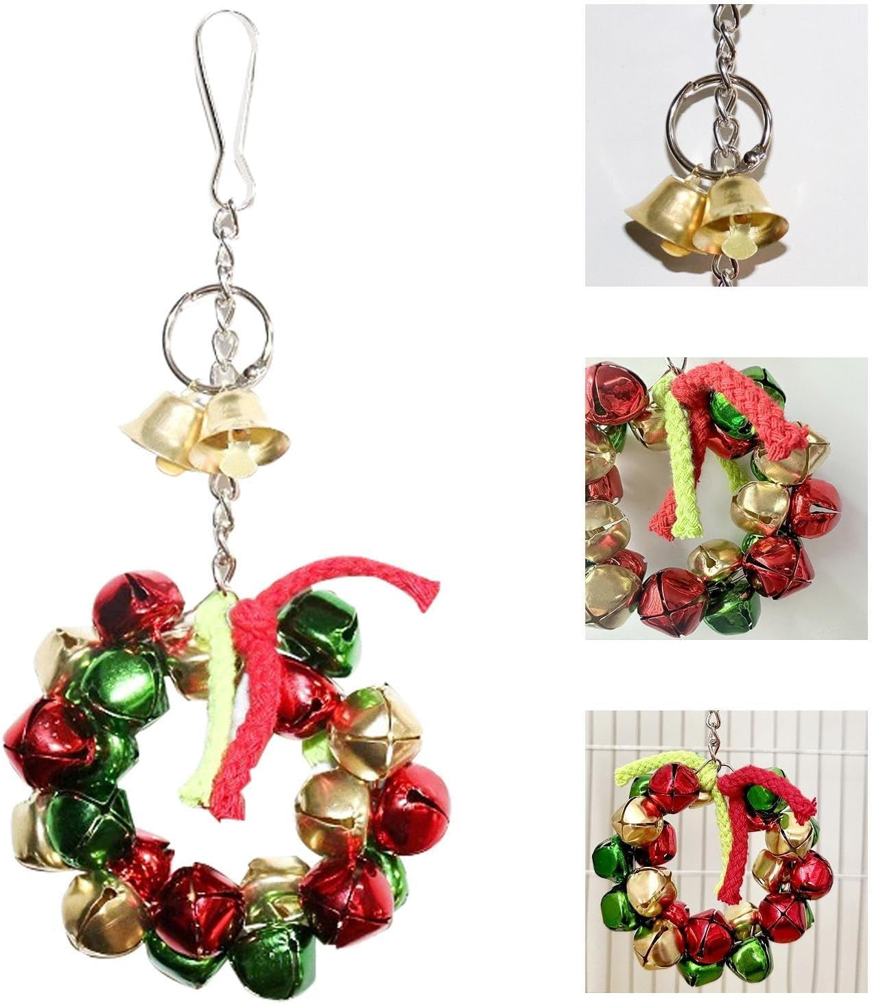 Shurzzesj Bird Cage Bells, Parrot Chew Toys, Iron Bells, Parrot Enrichment Toys for Cockatiels, Cockatiels, Conures, Parakeets, Budgies, Love Birds image number 4