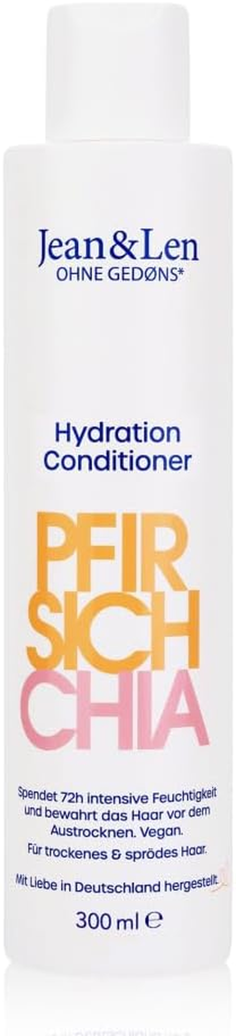 Jean & Len Conditioner Peach & Chia Seeds, for Dry Hair, Vegan Hair Care with Peach & Chia Seed Extract & Vegetable Glycerine, Silicone-Free & Paraben-Free, 300 Ml image number 2