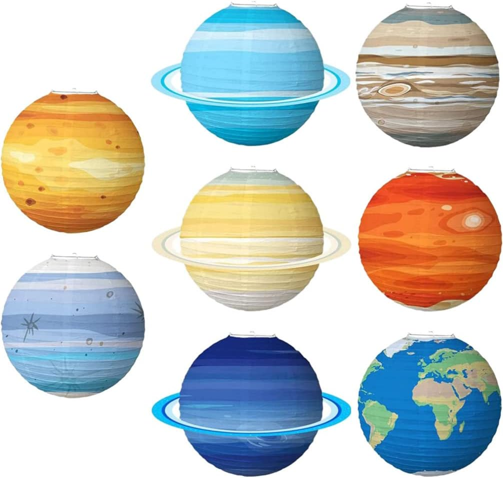 FOMIYES Solar System Decor 8Pcs Planet Outer Space Party Decorations Solar System Planets Lantern for Kids Space Theme Party Birthday Room Decorations Starry image number 3