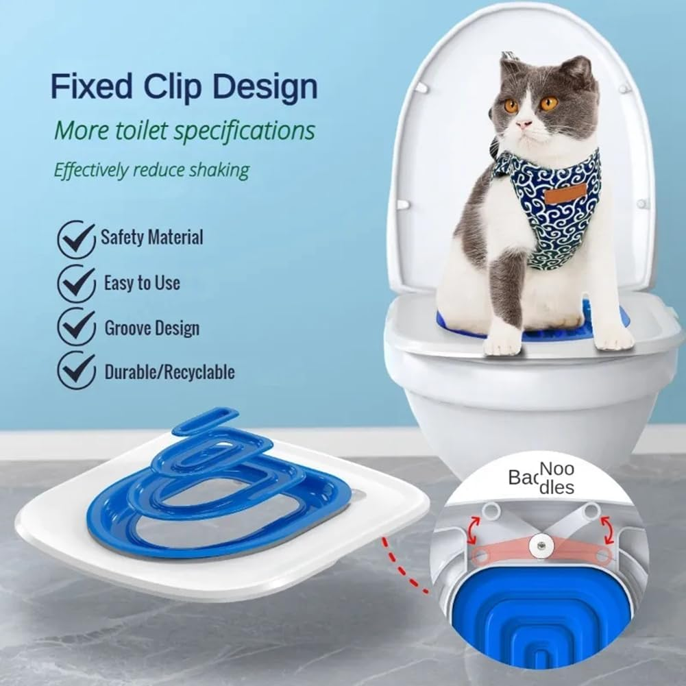 VENEKA Plastic Cats Toilet Training Kit Reusable Puppy Cats Litter Mat Cats Toilet Trainer Toilet Pets Cleaning Cats Training,B Easy to Use image number 3
