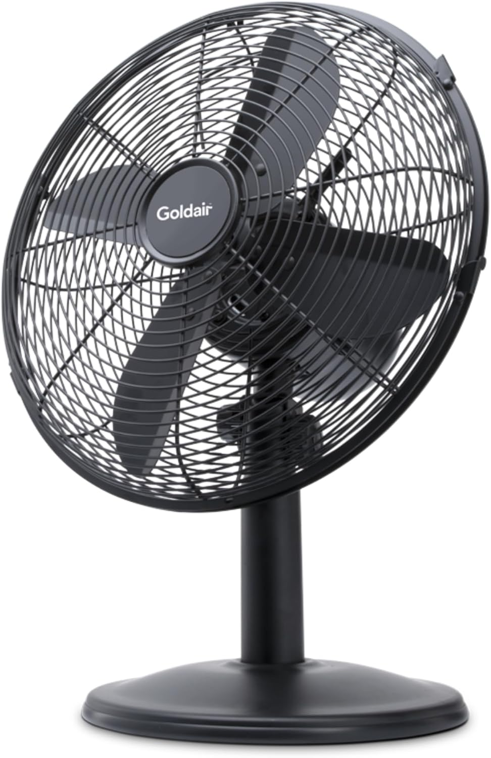 Goldair 30Cm Metal Desk Fan with 3 Speed Settings, Tilt-Adjustable, Matte Black
