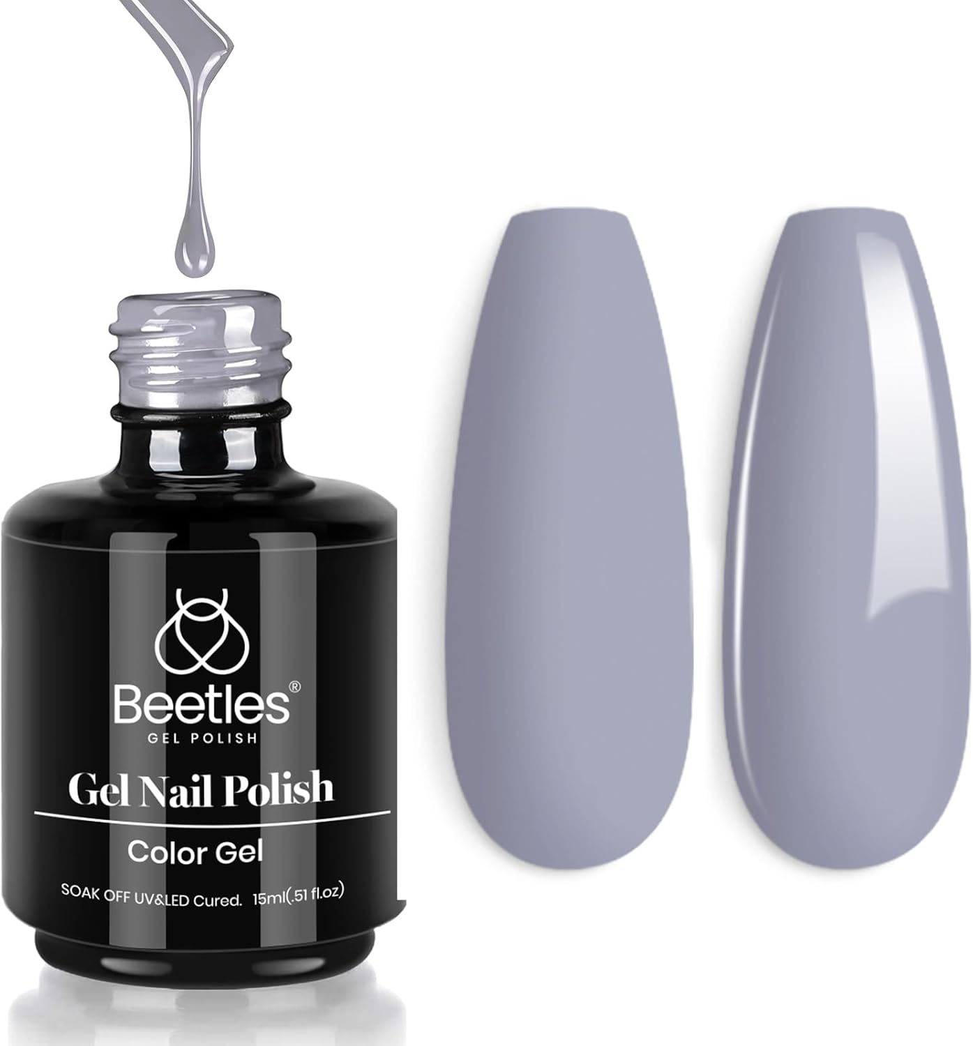 Beetles Gel Polish Oh Whale Gray Color Gel Nail Polish, 15Ml Spring Grey Gel Nail Soak off UV LED Nail Lamp Gel Polish Nail Art Manicure Salon DIY Home 0.5Oz Gel Nail Polish image number 2
