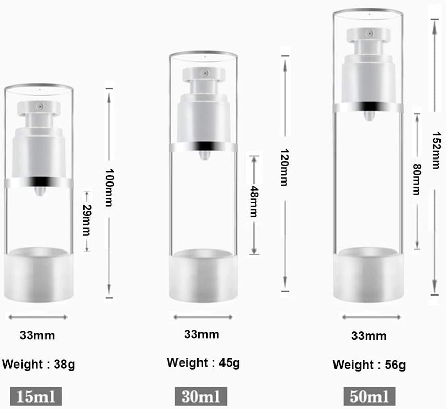3 X Refillable Airless Pump Bottles, Empty Vacuum Cream/Lotion Dispenser Container, Liquid Cosmetic Sprayer Jar Toiletries Bottles for Makeup Foundations Travel (15Ml 0.5 Oz), BPA Free image number 7