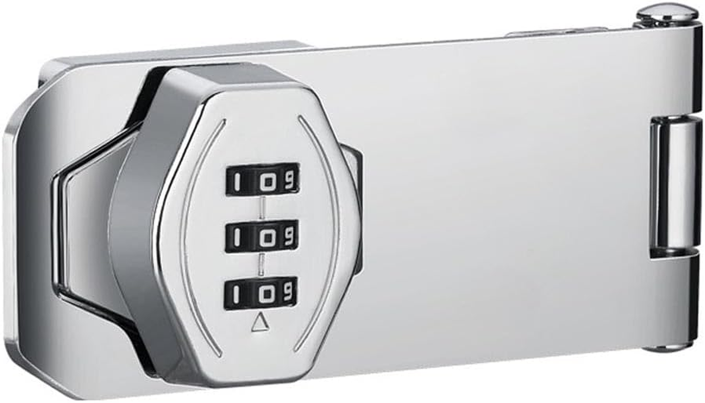 Mechanical Password Combination Rotary Hasp Latch Lock, 10.2 Cm, Keyless Door Security Slide Latch for Doors, Cabinets (Silver)