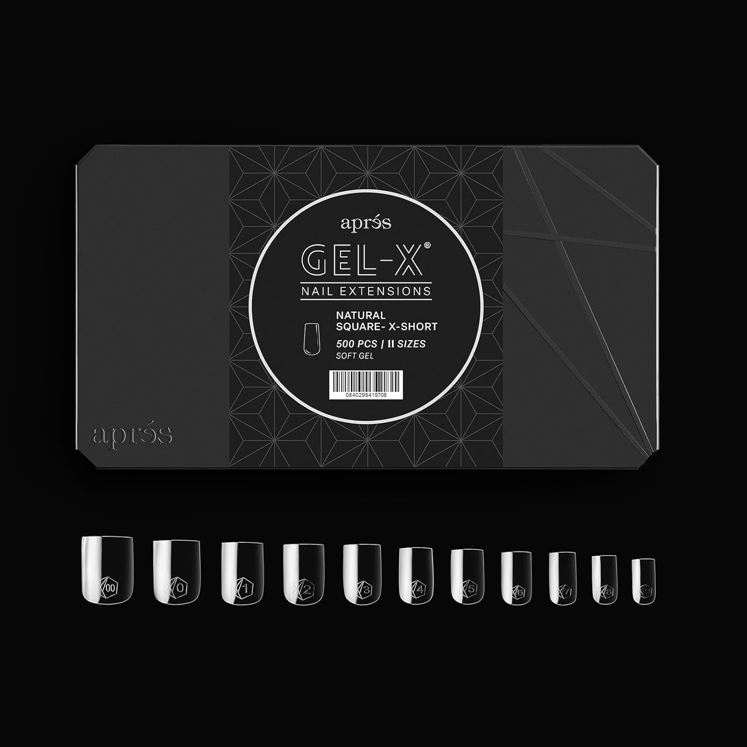 Apres Gel-X&reg; Natural Square Extra Short Tip Box | 500Pc Gel-X Tips, 11 Sizes 00-9, Premium Quality image number 4