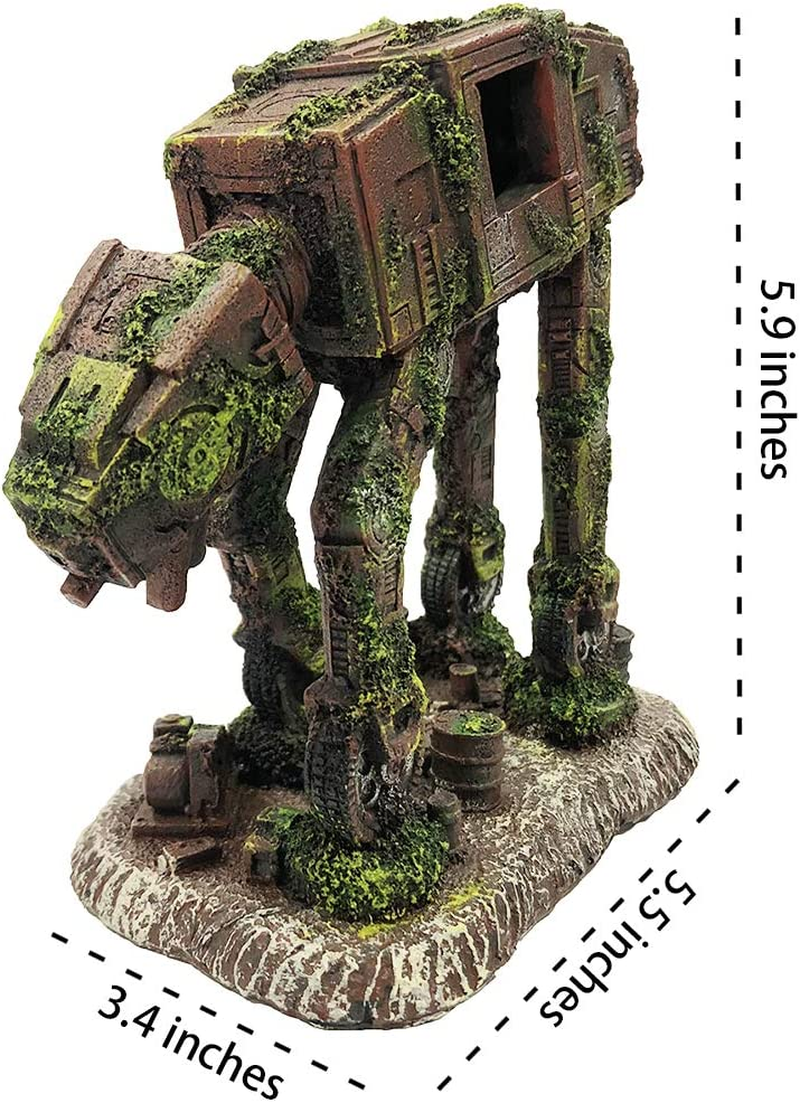 SLOCME Aquarium At-At Imperial Walker Star Wars Decorations - Fish Tank Resin Robot Betta Fish Hide Cave Ornament image number 2