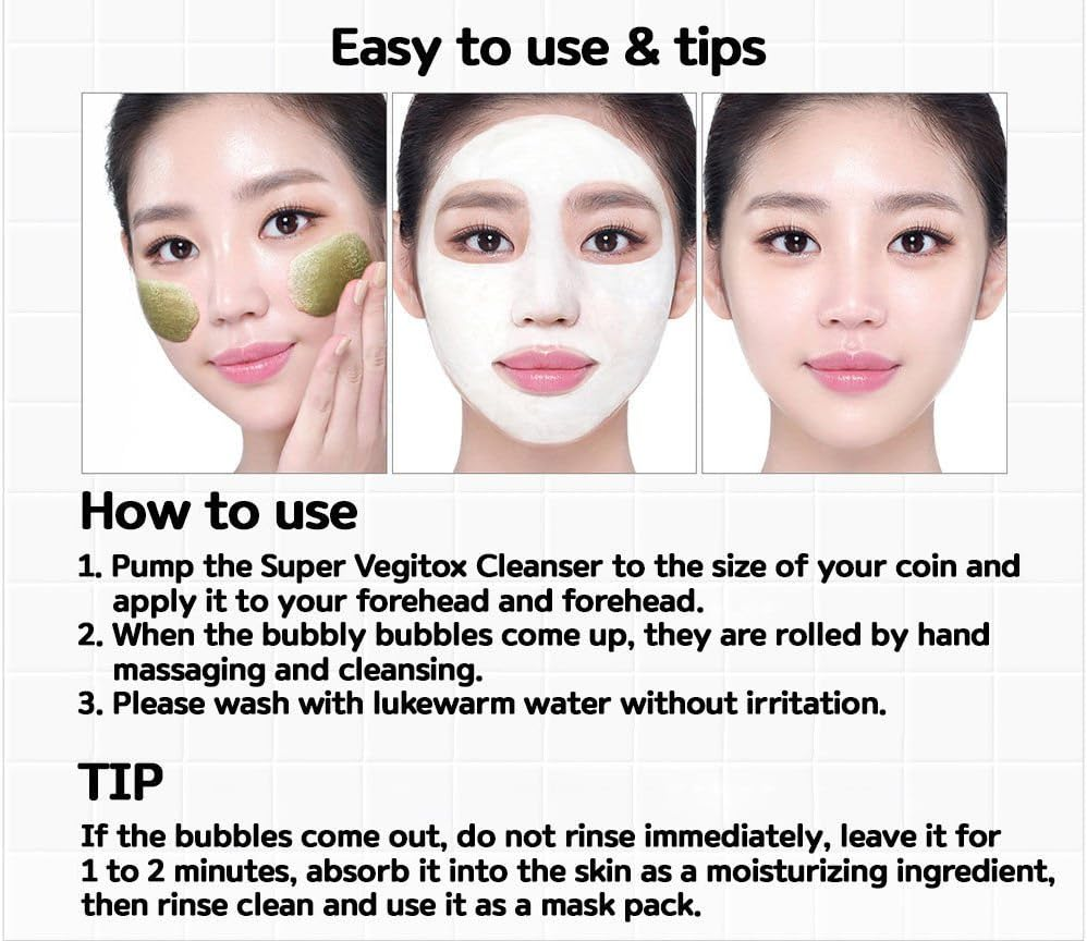 Wonder Bath Super Vegitoks Cleanser 300Ml O2 Bubble Cleansing Makeup Remover (Pump + Cleanser) image number 5