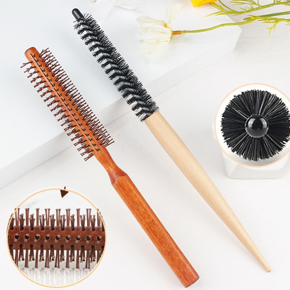 Armastuse 2 Pc round Hair Brush Nylon Bristles Thermal Curling Hairbrush Mini Hair Styling Brush Hairbrush for Blow Drying Volume Curling & Straightening for Women and Menfor Thin Hair,Bangs image number 2