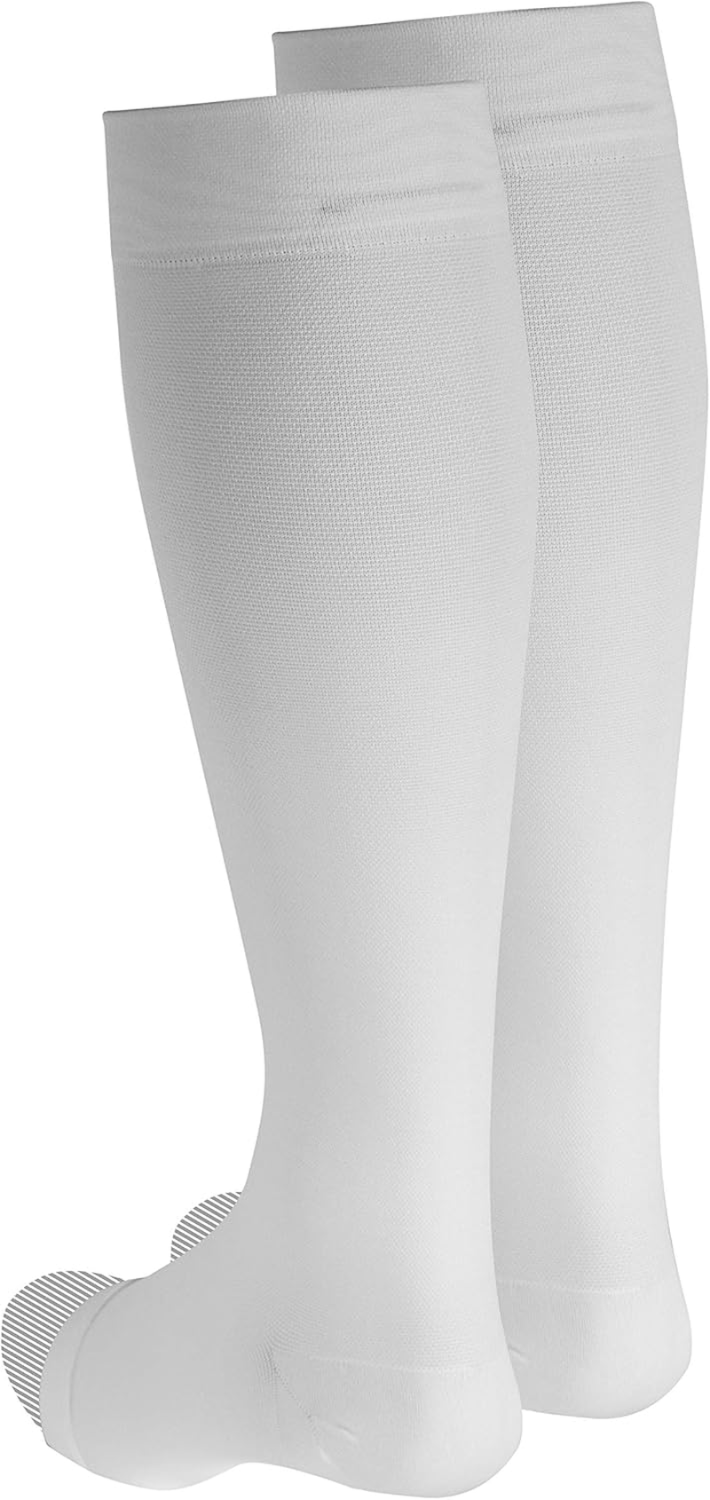 Truform 20-30 Mmhg Compression Stocking for Men and Women, Knee High Length, Open Toe, White, Medium image number 6