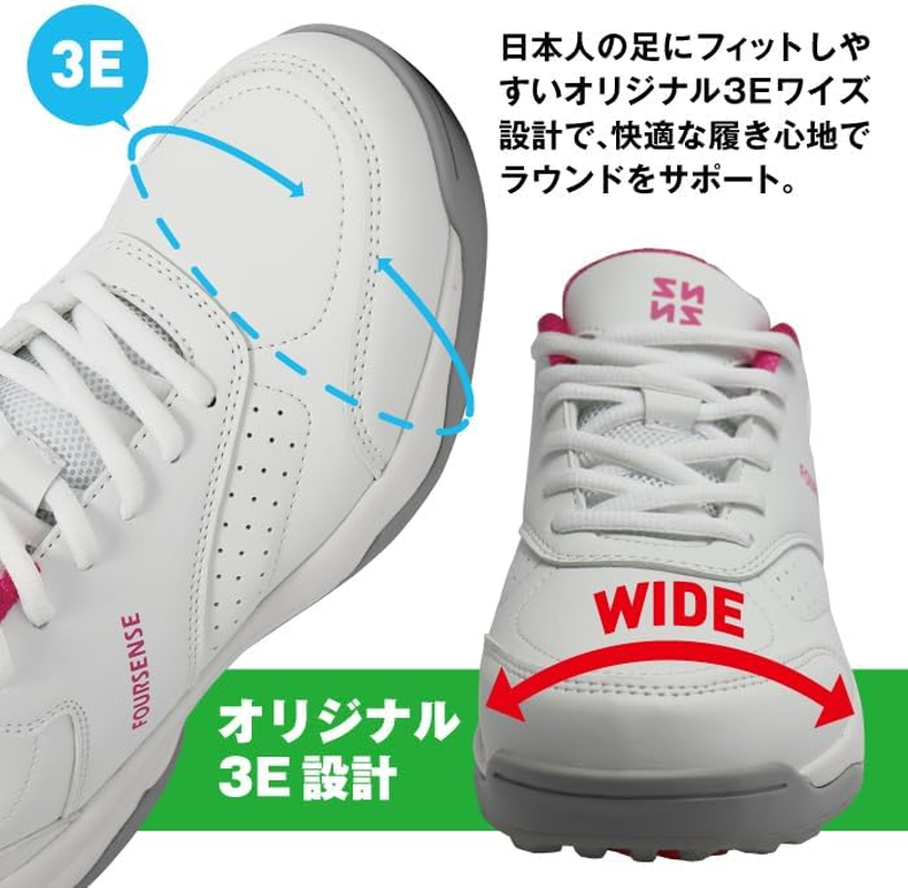 [フォーセンス] FOURSENSE レディース スパイクレスゴルフシューズ ゴー ファン GO Fan Golf Shoes Fosn-028L - Multicolor (White / Gray) image number 4