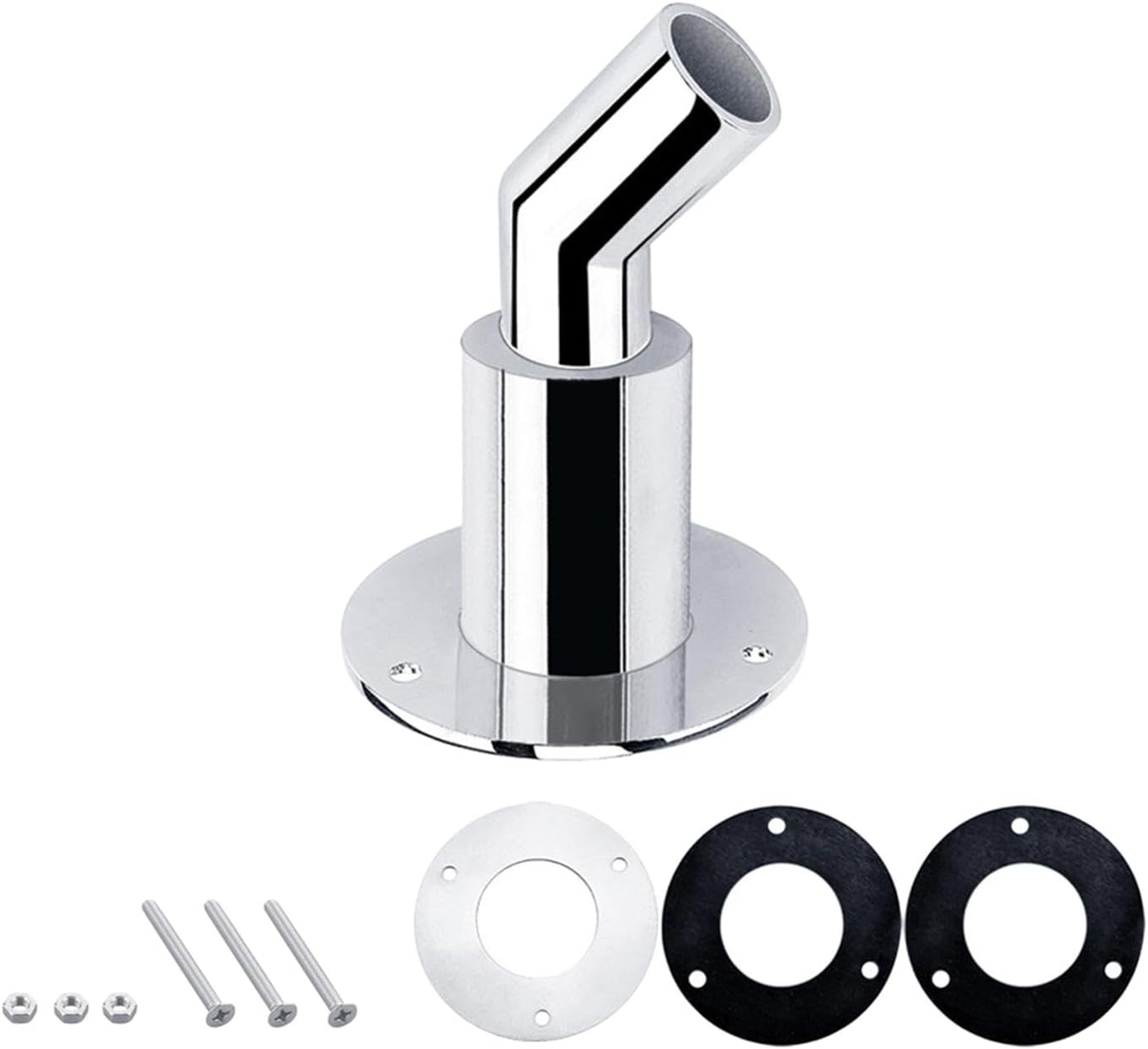 Magideal Thru Hull Exhaust Skin with Screws and Nuts Tube Pipe Socket Hardware Premium Stainless Steel for Marine Diesel Heater, Bend image number 1