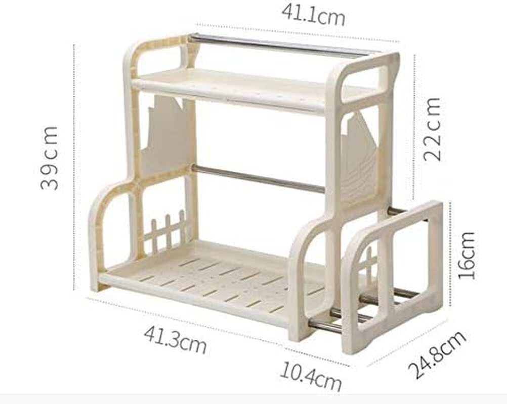 Kitchen Shelf Two Floor Multi-Functional Storage Knife Holder(Brown) Kitchen Shelf (Color : White) image number 4