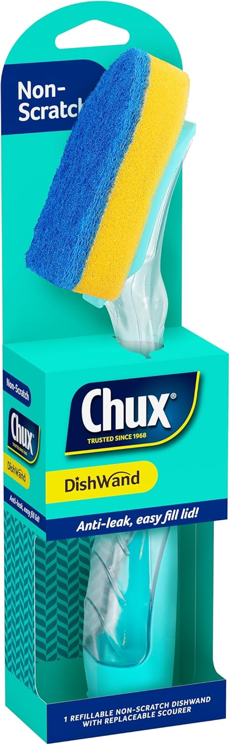 Chux Dishwand Handle, Soap Dispensing Dishwand with Non-Scratch Angled Scrubber, 1 Count image number 2