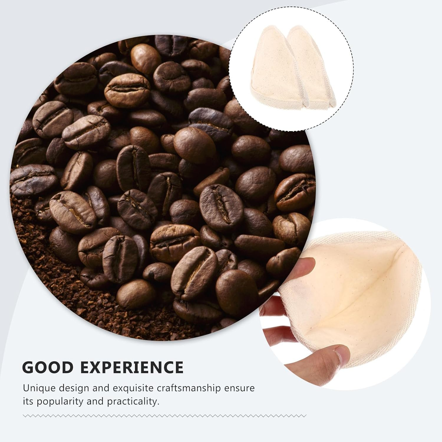 TOPPERFUN 2Pcs Reusable Cotton Coffee Filter Bag Food-Grade Fine Mesh Straining Pouch for Tea Soymilk Cold Brew Easy to Clean and Store Filter for Brewing and Filtering Residue image number 4