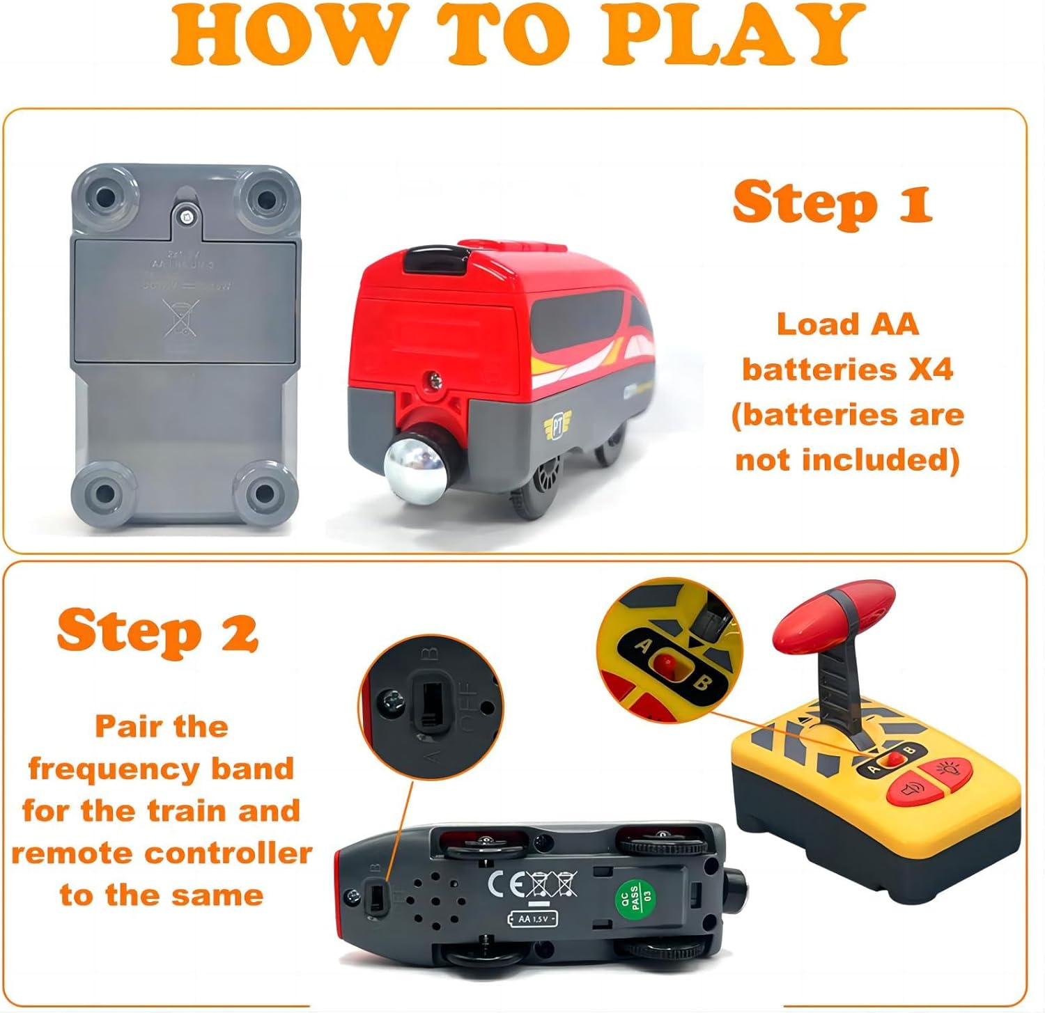 B-Qtech RC Electric Train Toy, Battery Operated Educational Toy, Compatible with Brio Fits Thomas Fits, Remote Control Train for Wooden Track Boy Girl 3 4 5 Years image number 2