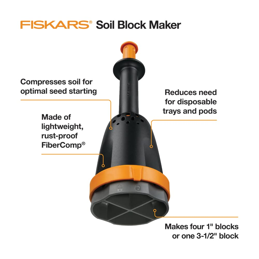 Fiskars Soil Block Maker for Garden Seeds with Natural Air Pruning, Eco Friendly Soil Blocking Gardening Tool for Germinating Seeds image number 6