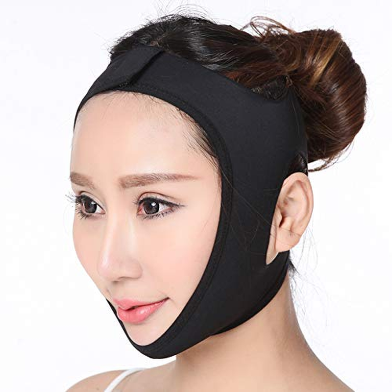 Post Surgery Neck and Chin Compression Garment Wrap Bandage, Face Slimmer, Jowl Tightening, Neck Coverage, Chin Lifting Strap (Black, S) image number 2