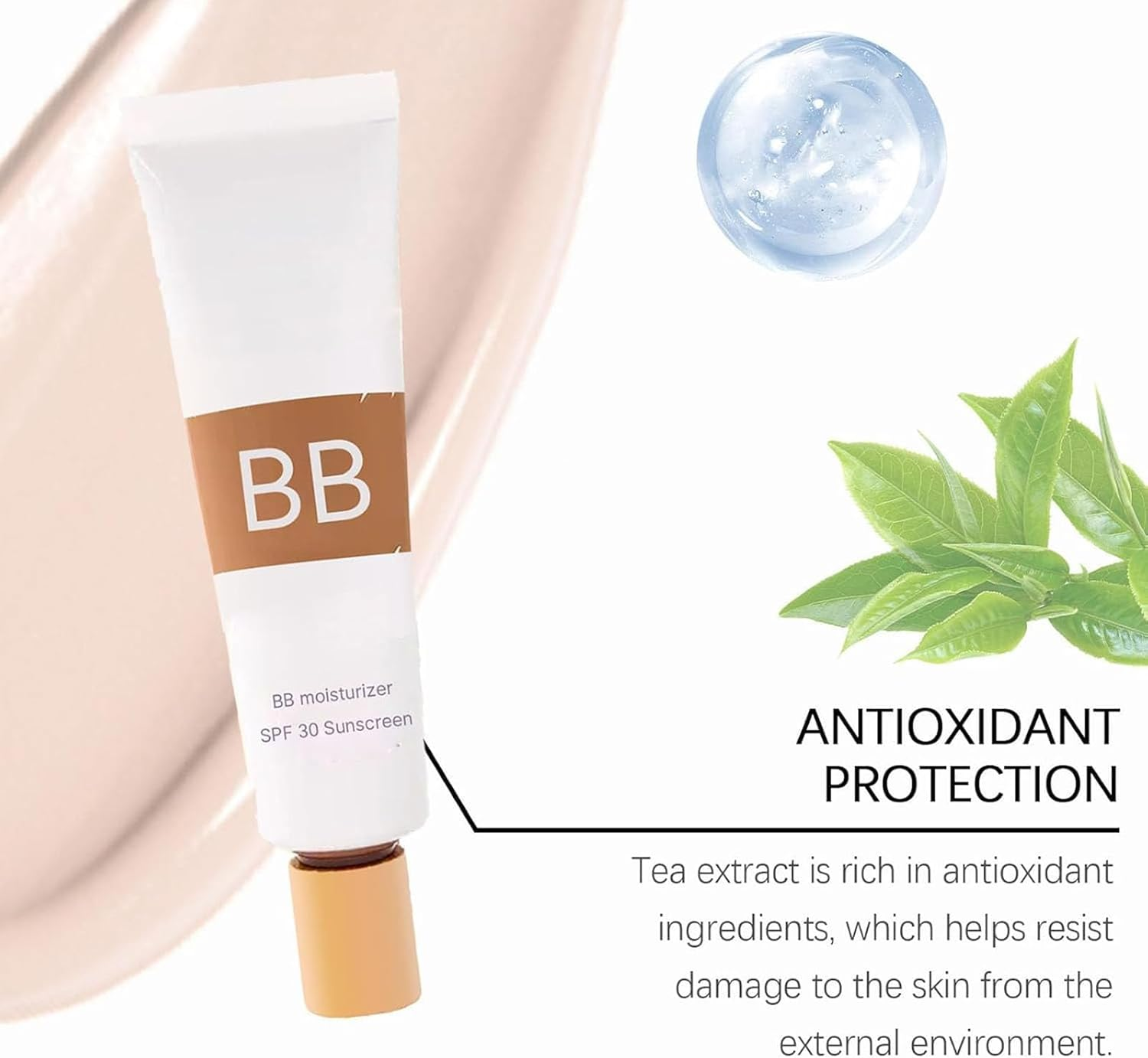Bb Blur Tinted Moisturizer Spf 30, Bb Cream Tinted Moisturizer, Smooths Moisturizing Coverage Foundation Cream with Brush, Full Coverage, Oil-Free, Light, Hydrates (2Pcs-Natural)
