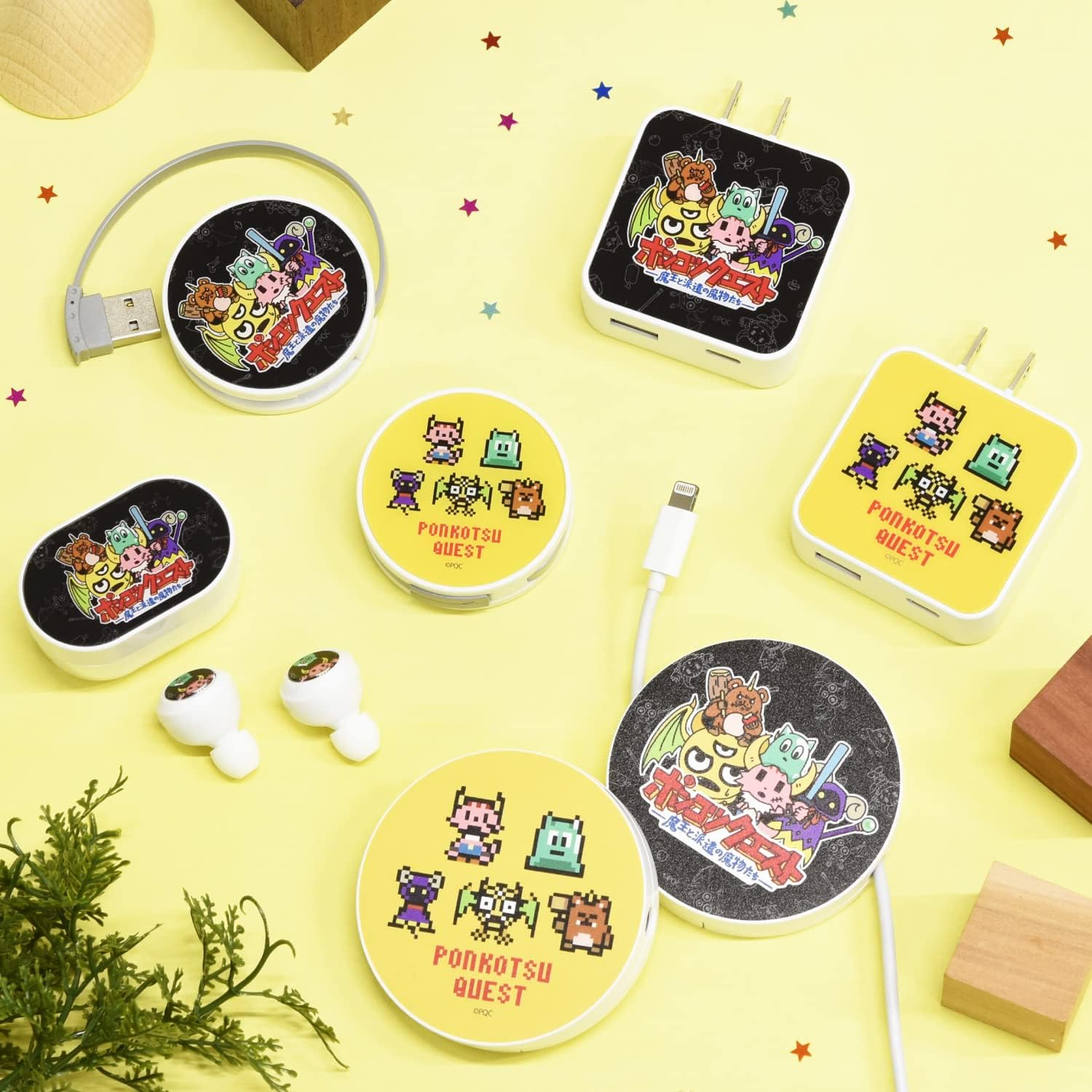 Gourmandise Ponkotsuquest Fully Wireless Stereo Earphones, Shugo PQ-33A, W 2.1 X H 1.3 X D 1.3 Inches (54 X 33.5 X 33 Mm) image number 1