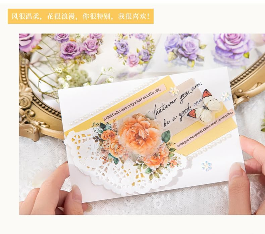 2 Rolls Plant Themed Decoration Stickers Tape Set,5Cm*20Cm Scrapbook Plant Decor for Scrapbooking,Junk Journaling,Crafting,Diy Projects,Diaries, and Art Supplies image number 2