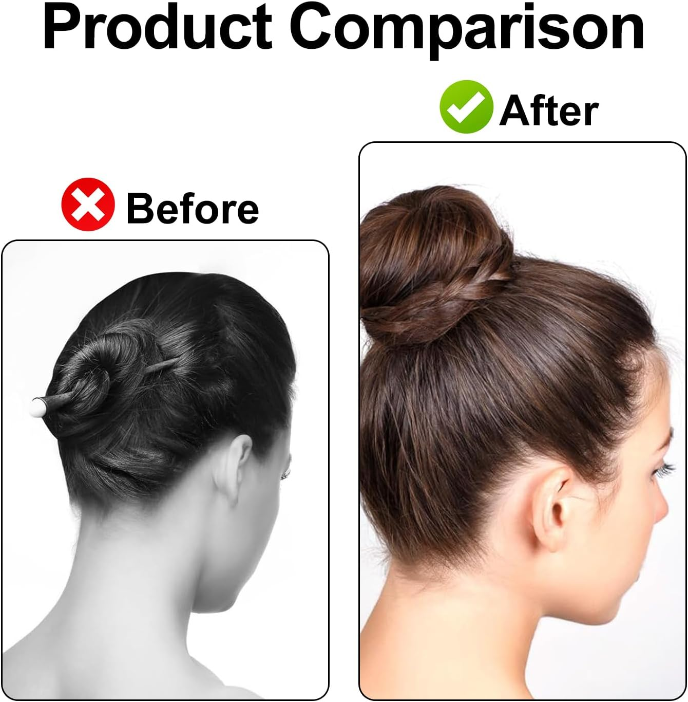 Topbine Hair Bun Maker Set, Donut Bun Maker Set with 4Pcs Dark Brown &4Pcs Beige(2 Extra-Large,2 Large,2 Medium and 2 Small), 10 Pieces Hair Elastic Bands, 38 Pieces Hair Bobby Pins (Brown and Gold) image number 6