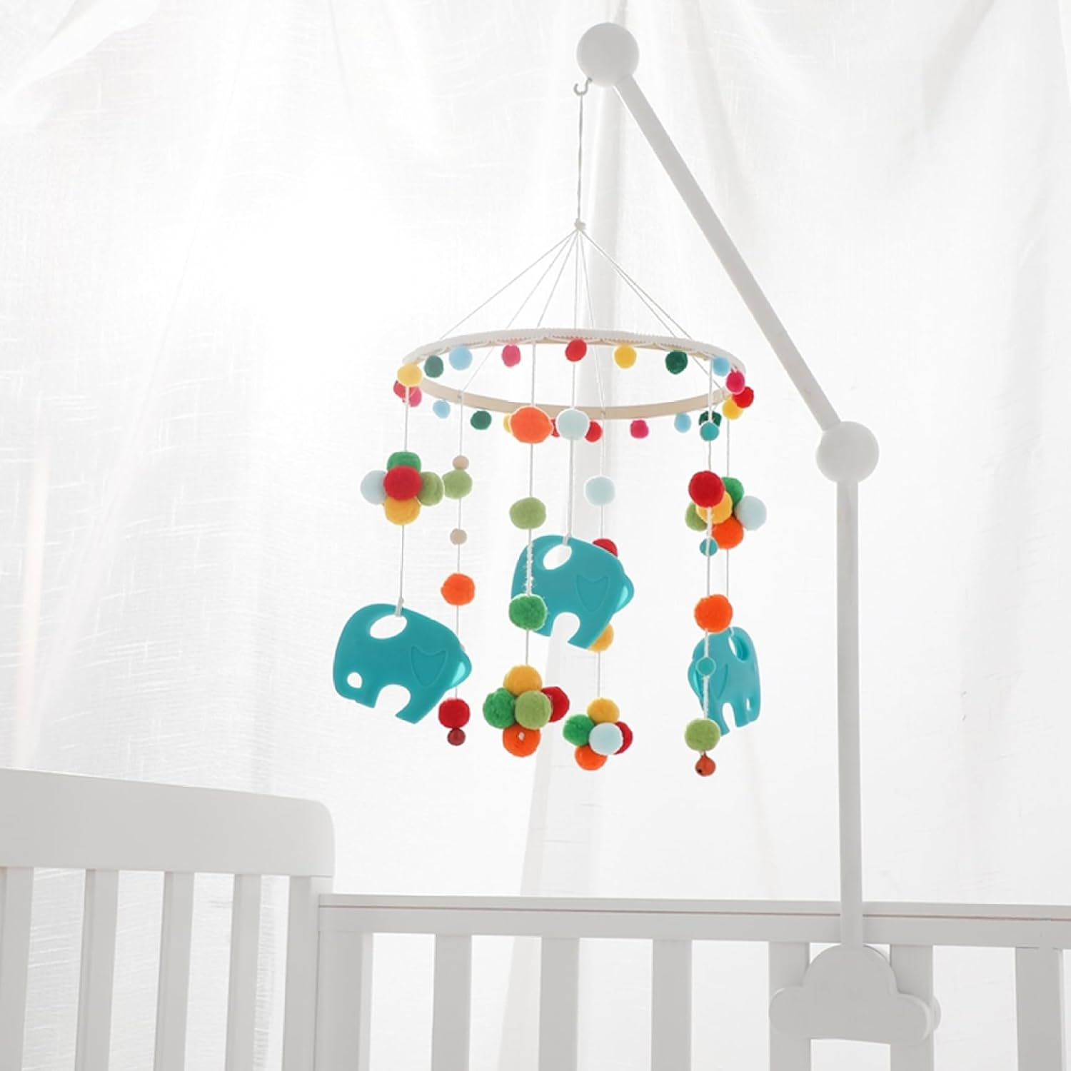 Baby Cot Mobile Arm Baby Crib Mobile Arm Wooden Cloud Design Detachable Adjustable Holder Cute Cot Bed Bell Wind Chimes Hanger Bracket image number 6