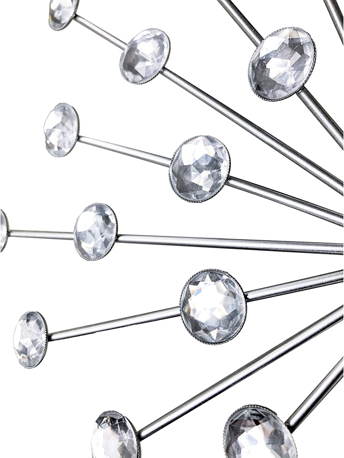 ZEXUIRU 3 Set Silver Metal Jeweled Wall Art Bling Crystal Home D&eacute;cor Starburst Rhinestone Wall Hanging Diamond Accents image number 6