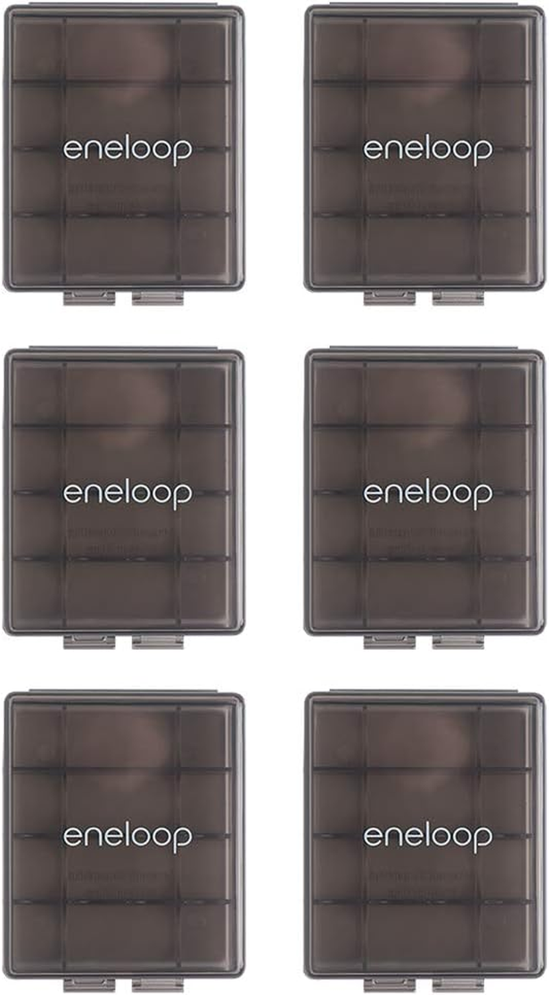 Panasonic BQ-CASEK6SA Eneloop Pro Battery Storage Cases with 4AA or 5AAA Battery Capacity, Obsidian Gray (Pack of 6)
