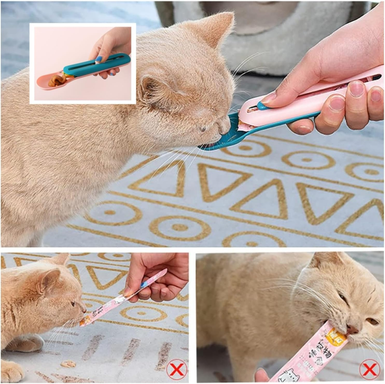 Taicols Cat Strip Squeeze Spoon, 2 Pcs Pet Feeder Lickable Cat Snack Scoop, Pet Food Spoon, Cat Strip Feeder Wet Treat Cat Feeder Spoon, Detachable Cat Wet Food Spoons Multifunctional Feeding Tool (1) - 2 image number 2