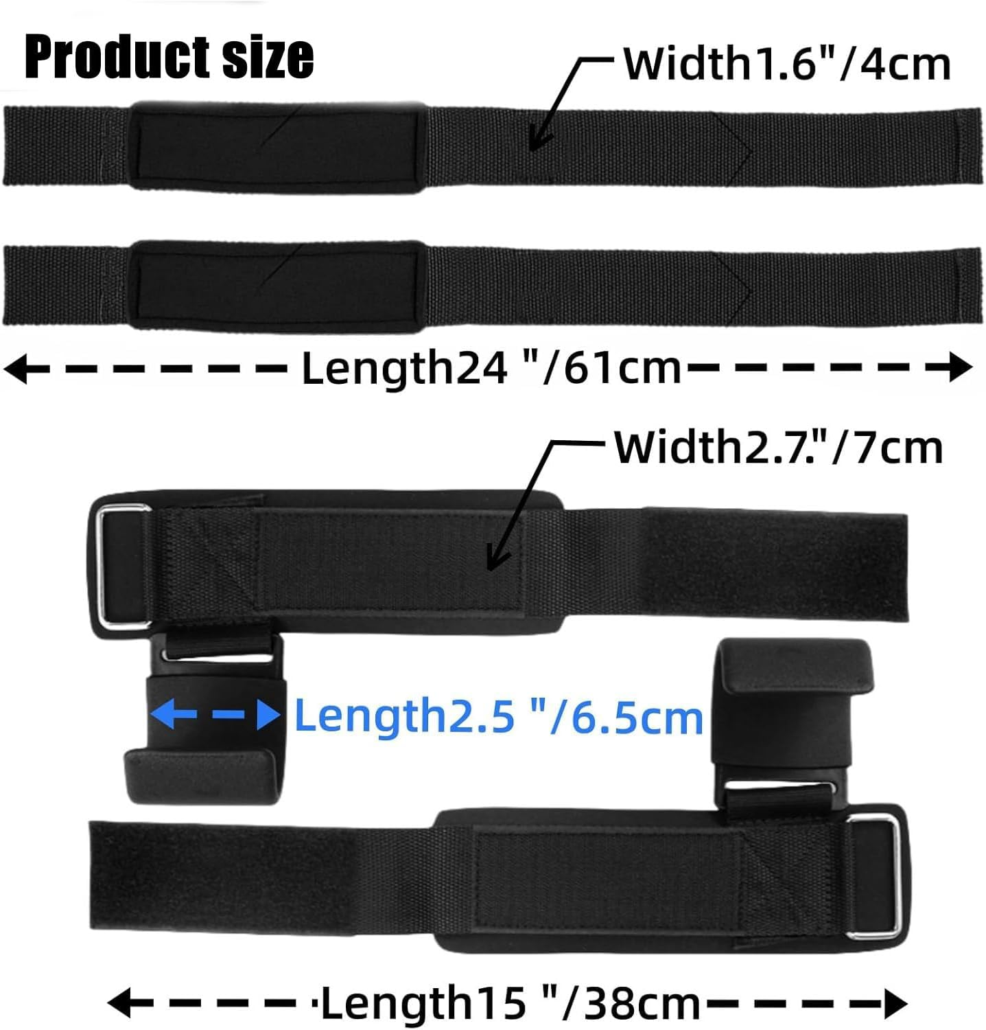 Weight Lifting Wrist Straps Set，Stainless Steel Hooks with Non-Slip Pads for Deadlifts, Pull-Ups, and Strength Training image number 3