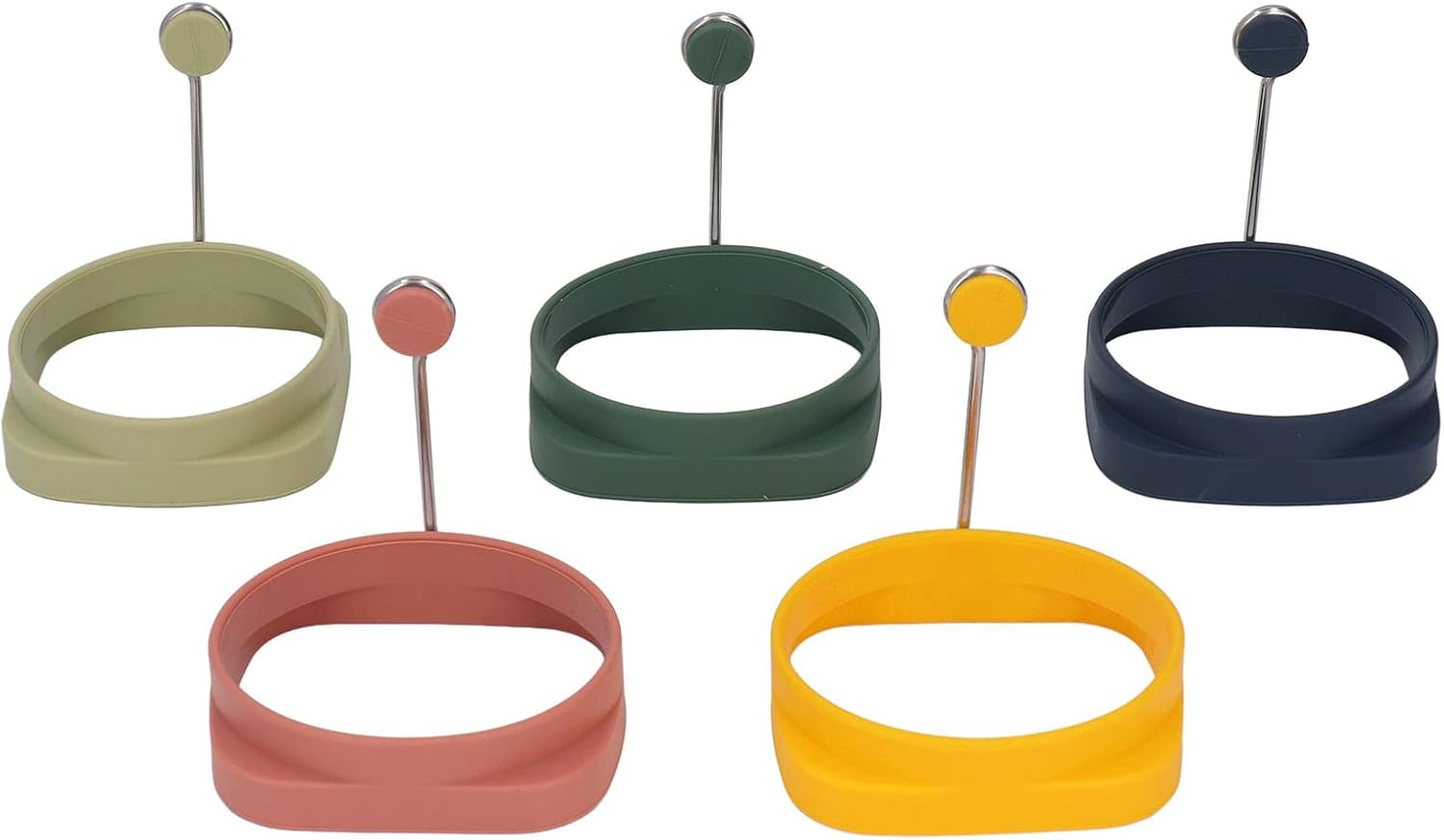 5 PCS Handle Egg Frying Rings - Egg Ring for Frying Eggs and English Muffin - Silicone Double Sided Egg Rings - Quadrate round Dual Use Omelet Mould image number 1