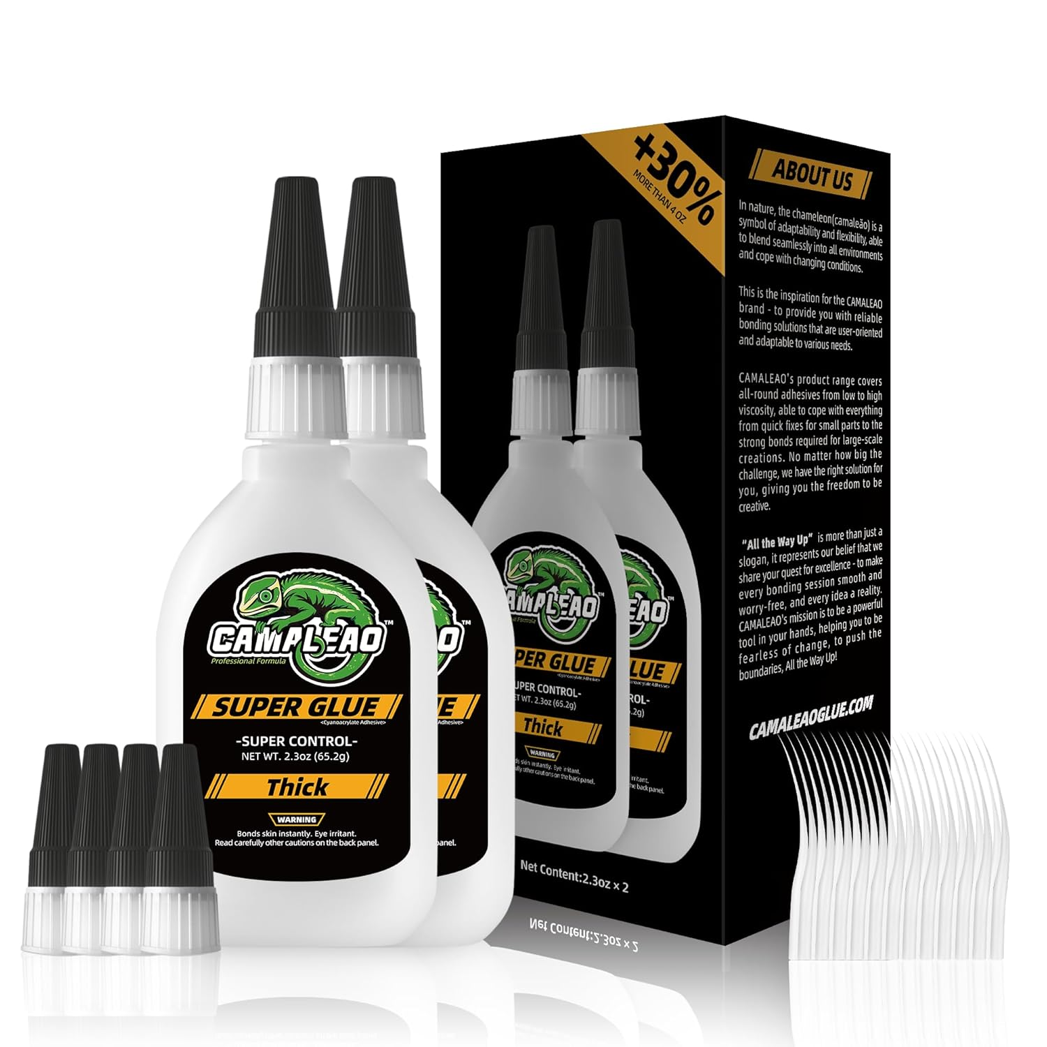 Thick Super Glue, 4.6 Oz Super Control Cyanoacrylate (CA) Glue, Extra Caps and Microtips, 2610 PSI High Strength Instant Adhesive for Wood, Metal, Large Gap, Archery Fletching image number 3