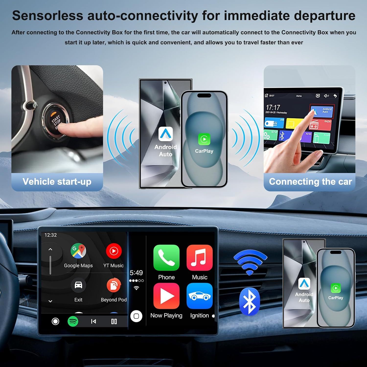 Wireless Carplay & Android Auto Adapter &ndash; Plug & Play USB Dongle for Factory Wired Systems (2017+ Cars) | Iphone/Ios 10+ & Android 11+ | Auto-Reconnect & OTA Updates image number 5