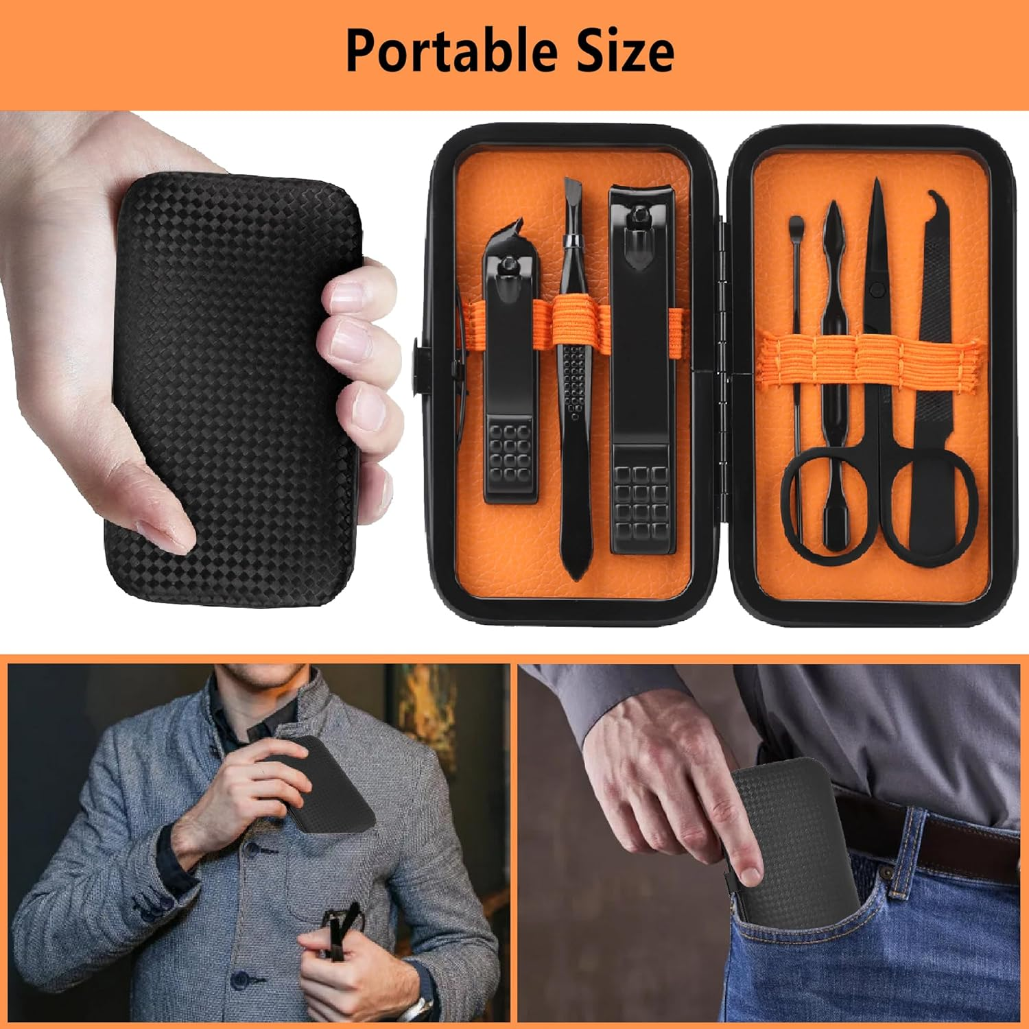 Manicure Set Men Nail Clipper Set Personal Care Nail Grooming Kits Travel Nail Care Set Manicure Tools Nail Clippers Pedicure Kit Basic Nail Care Tools Men Women image number 6