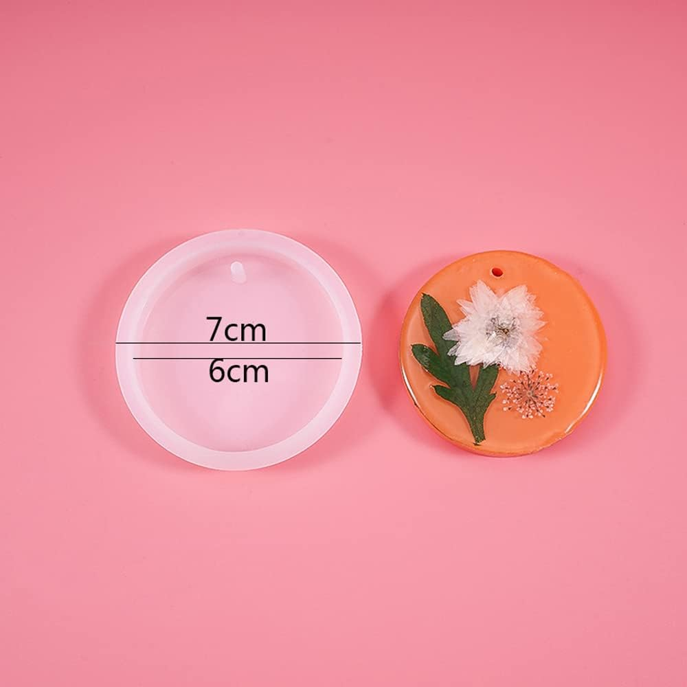 Weenkeey 6 Pcs round Keychain Silicone Moulds Epoxy Resin Mold round Shape Resin Casting Moulds for DIY Crafts Jewelry Pendant image number 4