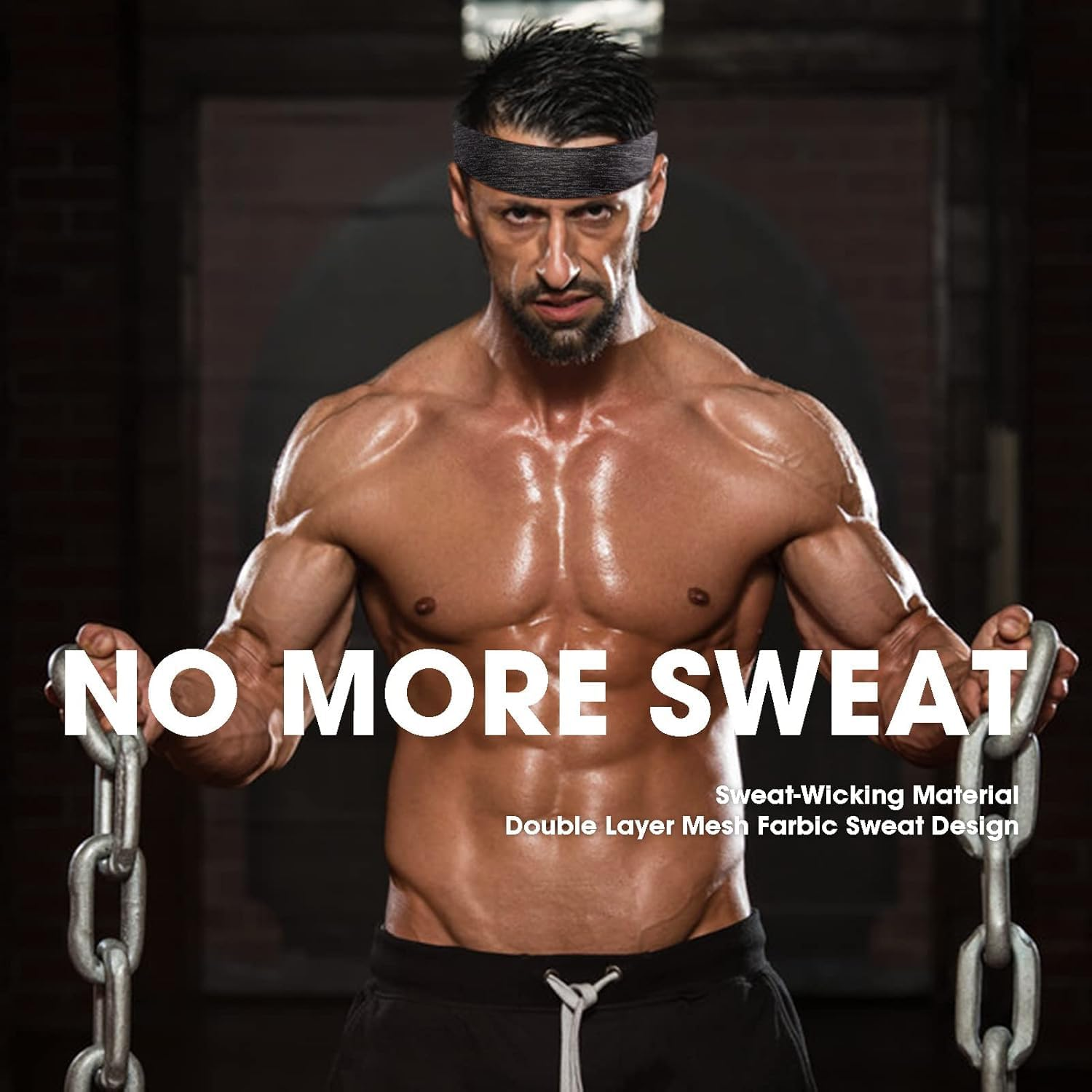 Men'S Headbands, 3-Pack Head Band for Men, Sport Sweatbands for Running Fitness Yoga Cycling, Sweat Wicking Non Slip (Gray/Green+Gray+Black) - 3 Pack A image number 6